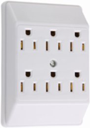 15A 125V Plug-in Adapter, 2-Pole, 3-Wire, UL Listed, White