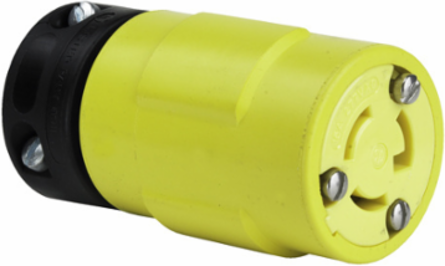 Rubber Locking Connector 15A 277V Yellow, 3.1 Inch Length, Watertight