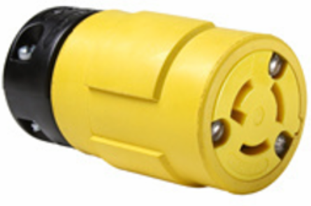 Rubber Locking Connector 15A 125V Yellow, 1.58 Inch Width, 3.1 Inch Length
