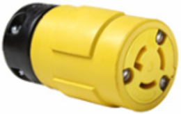 Rubber Locking Connector 15A 125V Yellow, 1.58 Inch Width, 3.1 Inch Length