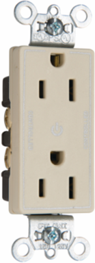 Decorator 15A Dual-Control Plug Load Duplex Receptacle, Ivory, 1.322 Inch Width, 2.635 Inch Height