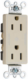 Decorator 15A Dual-Control Plug Load Duplex Receptacle, Ivory, 1.322 Inch Width, 2.635 Inch Height