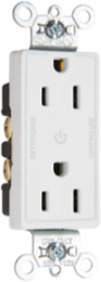 Decorator 15A Dual-Controlled Duplex Receptacle, White, 2.635 Inch Height