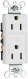 Decorator 15A Half-Controlled Duplex Receptacle, White, 2.635 Inch Height, 1.322 Inch Width