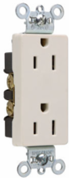 15A 125V Heavy Duty Decorator Duplex Receptacle, 0.78 Inch Depth, Light Almond