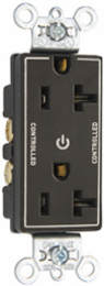 20A 125V Dual-Controlled Decorator Duplex Receptacle, Black, 2.635 Inch Height