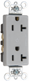 20A 125V Dual-Controlled Duplex Receptacle, Gray, 2.635 Inch Height, 1.322 Inch Width