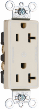 20A 125V Dual-Controlled Duplex Receptacle, Ivory, 1.322 Inch Width