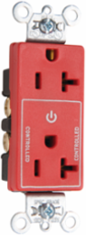 20A 125V Half-Controlled Duplex Receptacle, Red, 1.322 Inch Width, 2.635 Inch Height