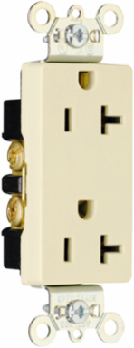 20A 125V Heavy Duty Decorator Duplex Receptacle, Ivory, 1.322 Inch Width