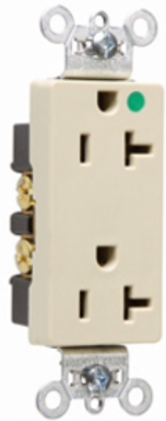 20A 125V Heavy-Duty Hospital-Grade Decorator Duplex Receptacle, Light Almond, 2.635 Inch Height, 1.322 Inch Width, 0.833 Inch Depth