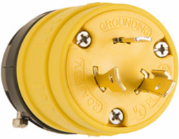Rubber Dust-Tight Locking Plug, 20 Amp 125 Volt, Yellow, 3.05 Inch Length