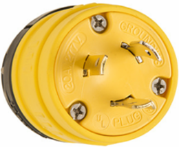 Rubber Dust-Tight Locking Plug, 20 Amp 277 Volt, Yellow, 2.14 Inch Width