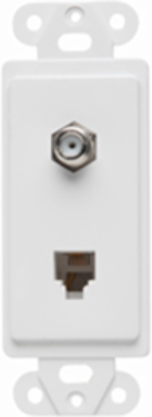 Communication Wall Plate with F-Type Coaxial Connector & RJ11 Jack, White