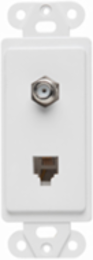 Communication Wall Plate with F-Type Coaxial Connector & RJ11 Jack, White
