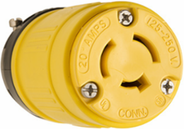Rubber Dust-Tight NEMA L5-20 Locking Connector, 20A 125V, Yellow, 2.14 Inch Width