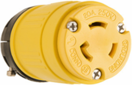 Rubber Dust-Tight NEMA L6-20 Locking Connector, 20A 250V, Yellow, 2.14 Inch Width, 4.06 Inch Length