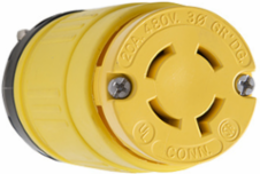Rubber Dust-Tight NEMA L16-20 Locking Connector 20A 480V, Yellow, 2.14 Inch Width