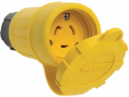 Turnlok 20A Watertight Connector, NEMA 4X/6P, Yellow, 4.03 Inch Depth