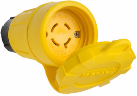 Turnlok Watertight Connector 20A 480V NEMA 4X/6P Yellow 1.85 Inch x 4.03 Inch
