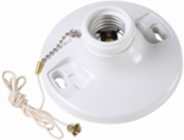 Medium Base Lampholder White, Fits 3-1/4 Inch & 4 Inch Boxes