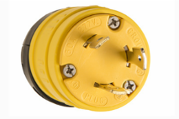 Rubber Dust-Tight Locking Plug, 30 Amp 277 Volt, Yellow, 2.3 Inch Width