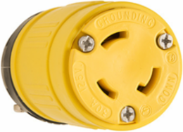 Rubber Locking Connector 30A 125V NEMA L5-30, 4.04 Inch Length, Yellow