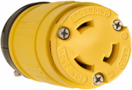 Yellow Rubber Dust-Tight Locking Connector, 30A 250V, NEMA L6-30, 4.04 Inch Length