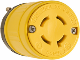 Yellow Rubber Dust-Tight Locking Connector, 30 Amp, 2.3 Inch Width
