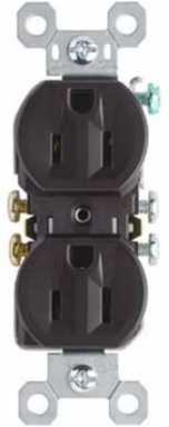 Trademaster 15A/125V Duplex Receptacle, Brown, 4.2 Inch Height, 1.32 Inch Width
