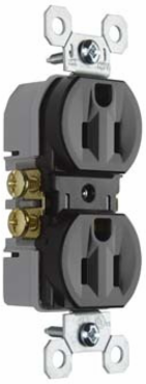 Trademaster 15A/125V Duplex Receptacle, Brown, 4.2 Inch Height, 1.32 Inch Width