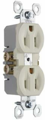 TradeMaster® 15A/125V Duplex Receptacle, Light Almond, 1.32 Inch Width, 4.2 Inch Height