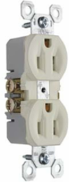 TradeMaster® 15A/125V Duplex Receptacle, Light Almond, 1.32 Inch Width, 4.2 Inch Height
