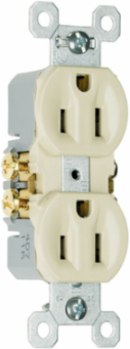 Trademaster 15A 125V Self-Grounding Duplex Receptacle, 3.31 Inch Height, Light Almond