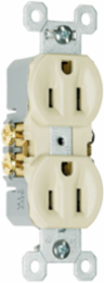Trademaster 15A 125V Self-Grounding Duplex Receptacle, 3.31 Inch Height, Light Almond