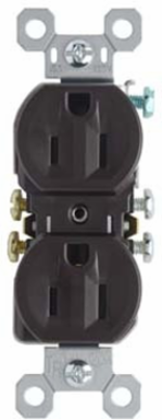 Trademaster 15A 125V Tamper-Resistant Duplex Receptacle, Brown, 1.32 Inch Width