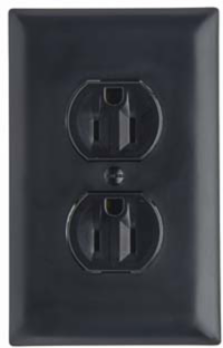 Trademaster 15A/125V Tamper-Resistant Duplex Receptacle, Black, 3.31 Inch Height