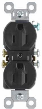 Trademaster 15A/125V Tamper-Resistant Duplex Receptacle, Black, 3.31 Inch Height