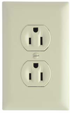 Trademaster 15A 125V Tamper-Resistant Duplex Receptacle, Ivory, 1.32 Inch Width, 3.31 Inch Height
