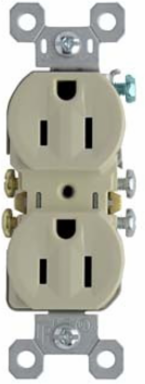 Trademaster 15A 125V Tamper-Resistant Duplex Receptacle, Ivory, 1.32 Inch Width, 3.31 Inch Height