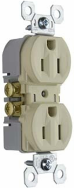 Trademaster 15A 125V Tamper-Resistant Duplex Receptacle, Ivory, 1.32 Inch Width, 3.31 Inch Height