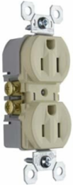 Trademaster 15A 125V Tamper-Resistant Duplex Receptacle, Ivory, 1.32 Inch Width, 3.31 Inch Height