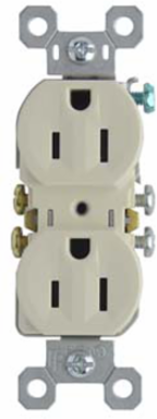 Trademaster Tamper-Resistant Duplex Receptacle, 15A 125V, Light Almond