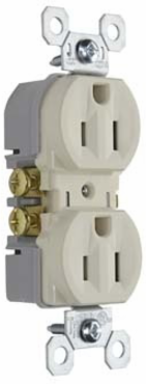 Trademaster Tamper-Resistant Duplex Receptacle, 15A 125V, Light Almond