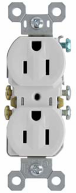 Trademaster 15A 125V Tamper-Resistant Duplex Receptacle, White, 3.31 Inch Height