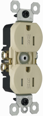Trademaster® 15A 125V Weather-Resistant Duplex Receptacle, Ivory, 3.31 Inch Height