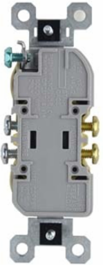 TradeMaster Duplex Receptacle 15A 125V White, 1.32 Inch Width, UL Listed