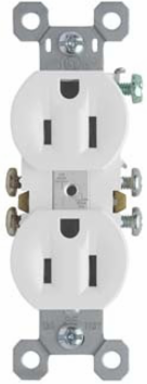 TradeMaster Duplex Receptacle 15A 125V White, 1.32 Inch Width, UL Listed