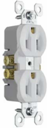 TradeMaster Duplex Receptacle 15A 125V White, 1.32 Inch Width, UL Listed