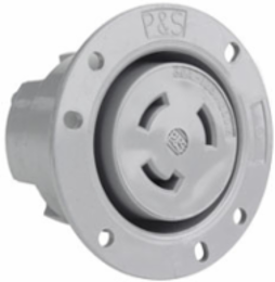 30A Non-NEMA Flanged Outlet, Gray, 2.56 Inch Width, 1.4 Inch Depth